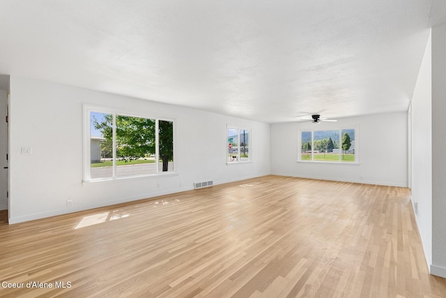 170 10th St, Priest River, ID 83856 - unfurnished living room featuring light wood-type flooring and a ceiling fan