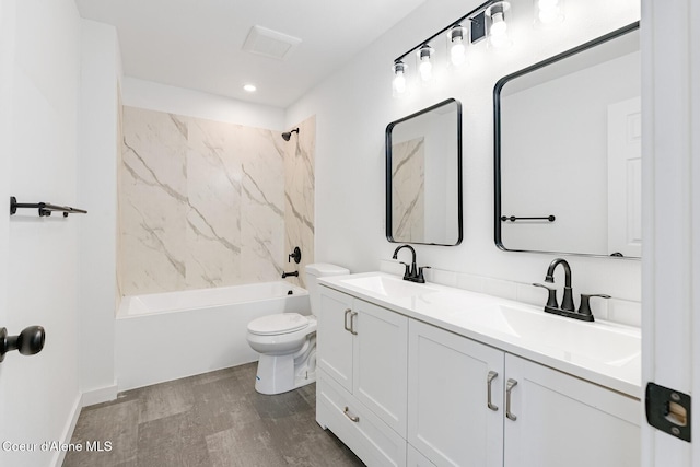 170 10th St, Priest River, ID 83856 - full bathroom with double vanity, wood finished floors, bathing tub / shower combination, and recessed lighting