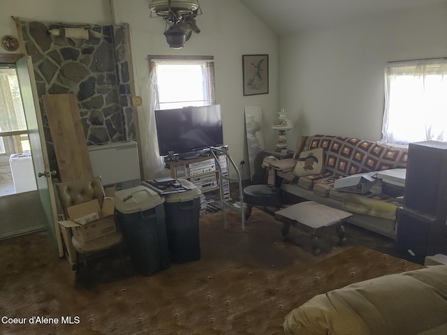 701 N Pine St, Clark Fork, ID 83811 - living room featuring vaulted ceiling