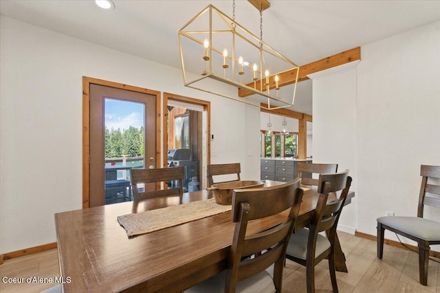 400 S Ohana Beach Dr, Coeur Dalene, ID 83814 - dining room featuring healthy amount of natural light, a chandelier, light wood finished floors, and recessed lighting