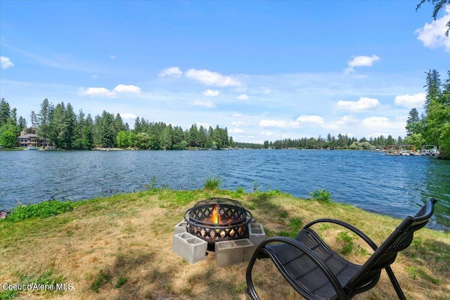 400 S Ohana Beach Dr, Coeur Dalene, ID 83814 - water view with an outdoor fire pit