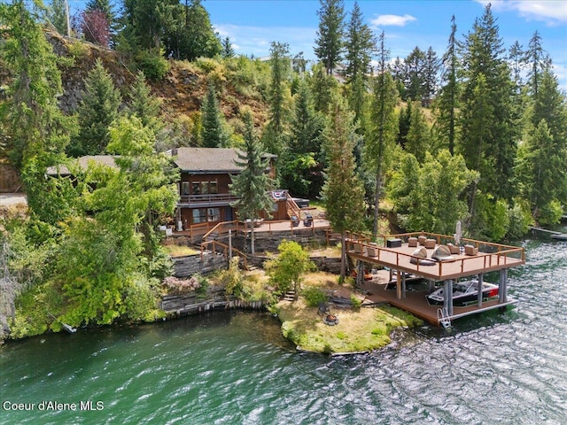 400 S Ohana Beach Dr, Coeur Dalene, ID 83814 - aerial view of property and surrounding area with a large body of water and a heavily wooded area