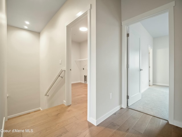 993 E Railroad Ave, Post Falls, ID 83854 - hall with an upstairs landing, wood finished floors, and recessed lighting