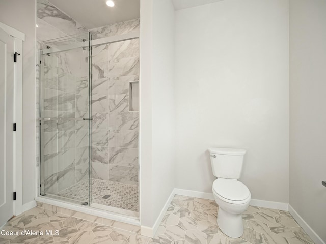 1033 E Railroad Ave, Post Falls, ID 83854 - bathroom with a stall shower, recessed lighting, and marble finish flooring