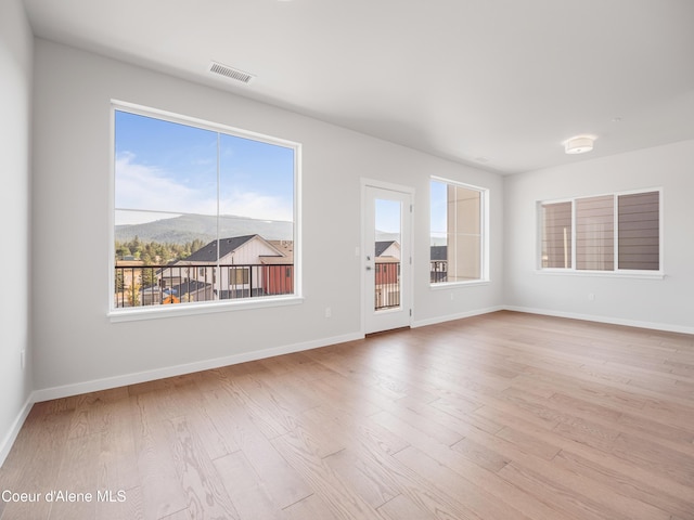 1037 E Railroad Ave, Post Falls, ID 83854 - unfurnished living room with wood finished floors and a mountain view
