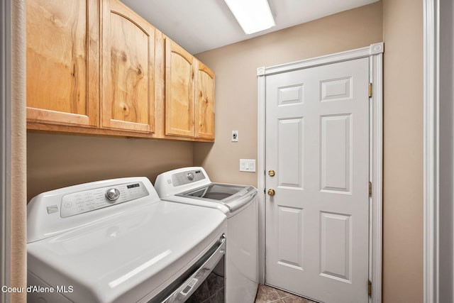 5188 E Twila Ct, Post Falls, ID 83854 - laundry area featuring washer and dryer, cabinet space, and tile patterned flooring