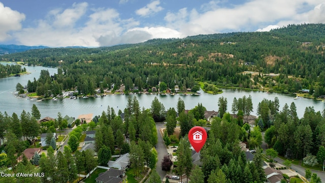 5188 E Twila Ct, Post Falls, ID 83854 - drone / aerial view of a heavily wooded area and a water and mountain view
