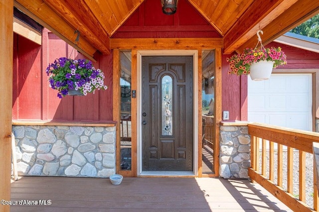 11 Elk Horn, Clark Fork, ID 83811 - doorway to property with stone siding and a porch