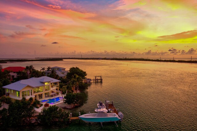 water view featuring a dock