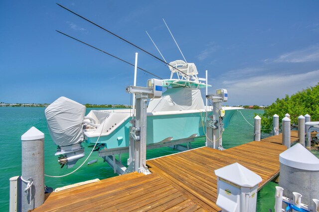 view of dock featuring a water view