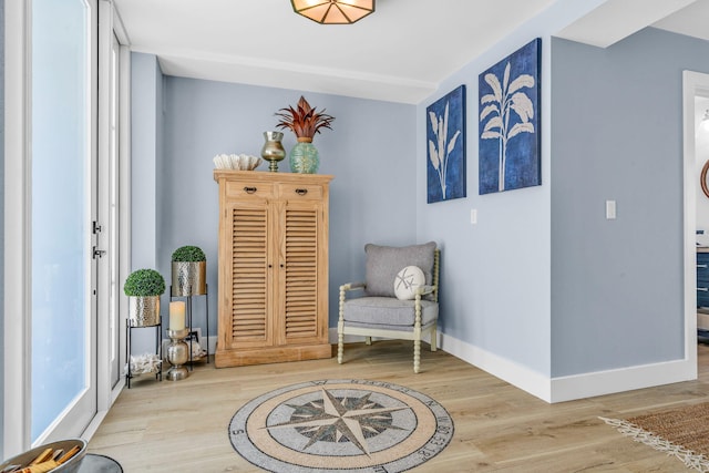 living area with wood-type flooring