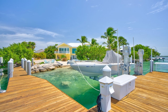 view of dock featuring a water view