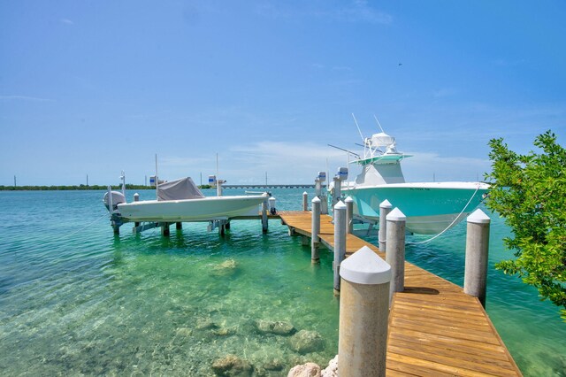 dock area featuring a water view