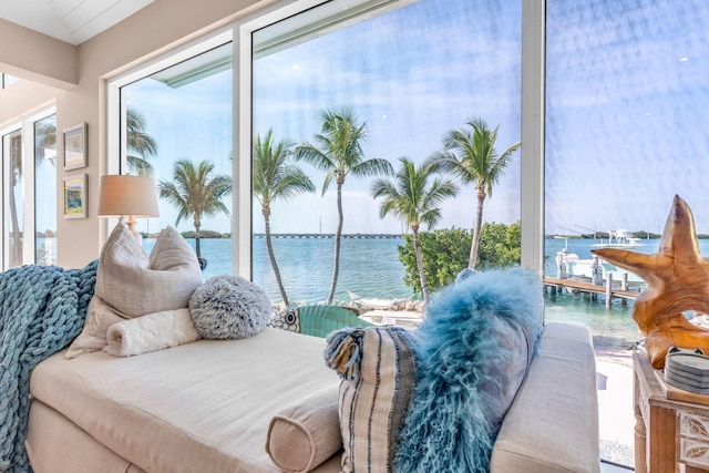 bedroom with a water view