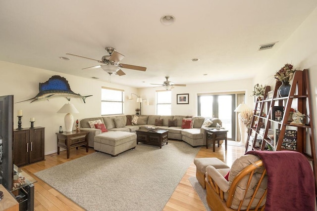 living room featuring light hardwood / wood-style flooring