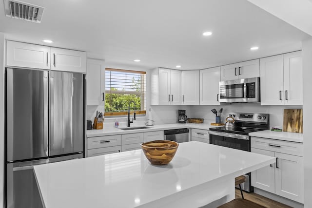 kitchen featuring white cabinetry, appliances with stainless steel finishes, and sink