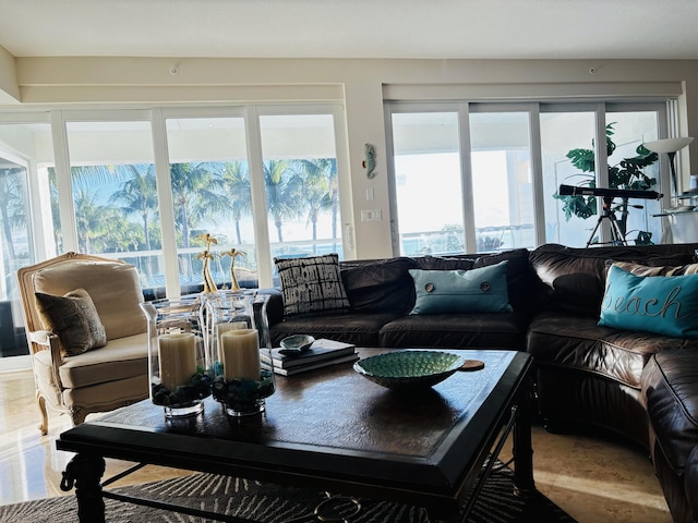 living room featuring light wood-style flooring