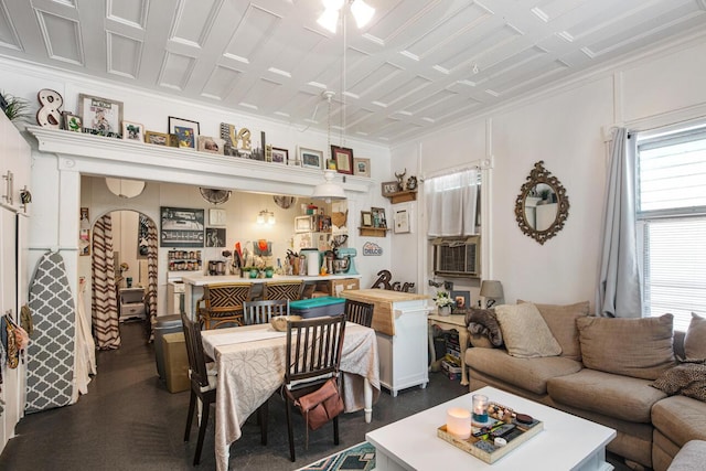 901 Eisenhower Dr, Key West, FL 33040 - living room featuring ornamental molding, healthy amount of natural light, and cooling unit