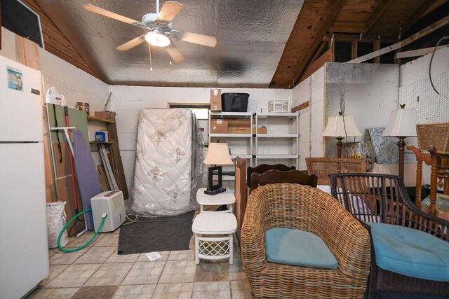 156 Marine Ave, Tavernier, FL 33070 - interior space featuring ceiling fan, a textured ceiling, and lofted ceiling
