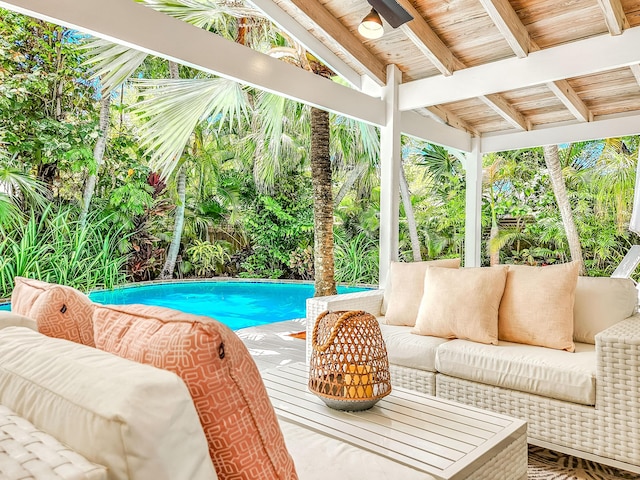 view of pool featuring an outdoor hangout area