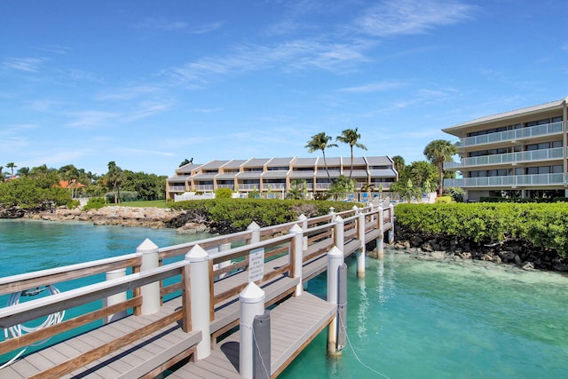 view of dock featuring a water view