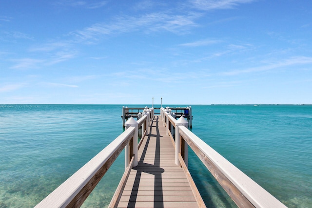 view of dock featuring a water view