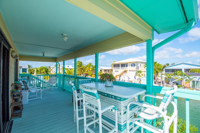 deck with outdoor dry bar