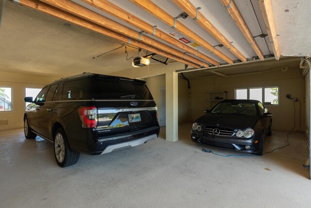 garage with a garage door opener