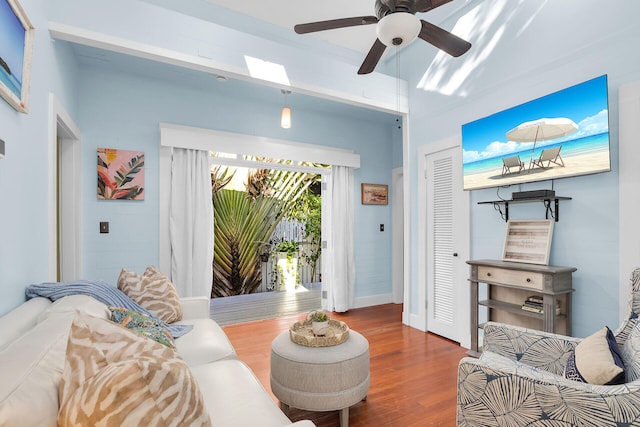 820 Carsten Ln, Key West, FL 33040 - living area featuring wood finished floors and a ceiling fan
