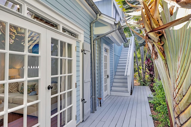 820 Carsten Ln, Key West, FL 33040 - wooden terrace with stairway and french doors