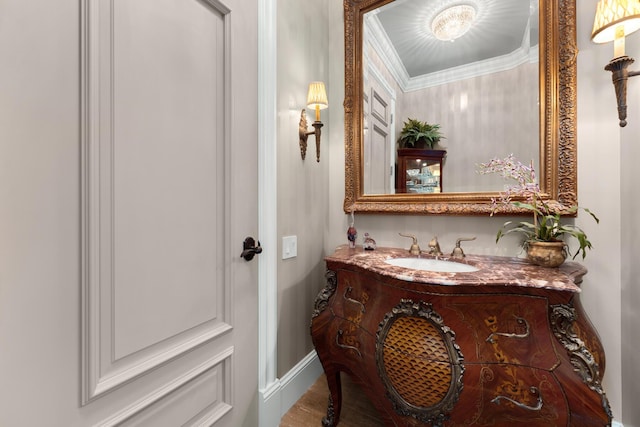 69 Cannon Royal Dr, Shark Key, FL 33040 - bathroom with ornamental molding and vanity