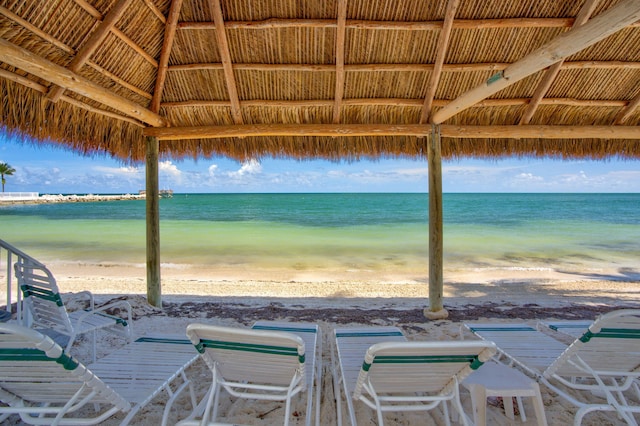 601 W Ocean Dr Unit 414D, Key Colony, FL 33051 - view of patio with a gazebo and view of water and beach