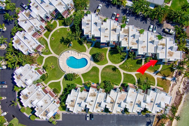 601 W Ocean Dr Unit 414D, Key Colony, FL 33051 - aerial overview of property's location with a pool area and nearby suburban area