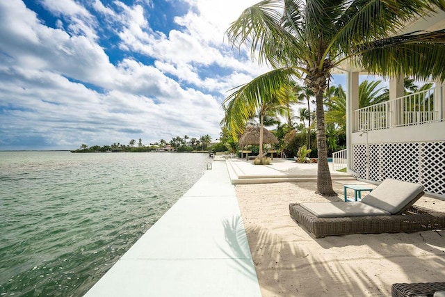 view of patio / terrace featuring a water view