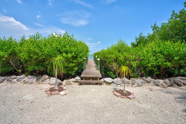 view of yard with a water view