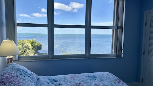 bedroom with a water view