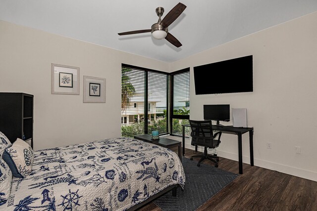 68 Mutiny Pl, Key Largo, FL 33037 - bedroom with ceiling fan and wood-type flooring