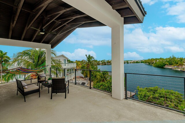 68 Mutiny Pl, Key Largo, FL 33037 - balcony featuring ceiling fan and a water view