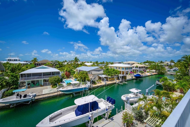 water view with a boat dock