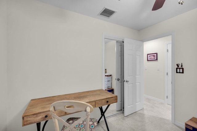 894 La Paloma Rd, Key Largo, FL 33037 - office area featuring a ceiling fan and baseboards