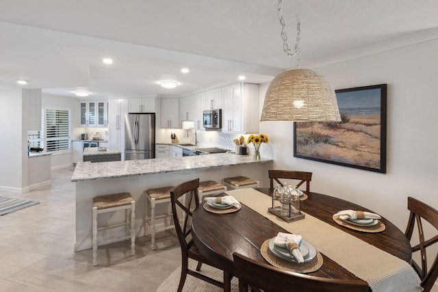 dining area with sink