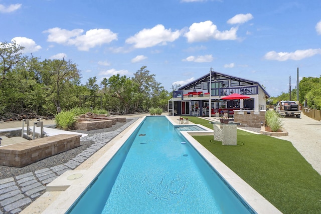 view of pool featuring a patio area