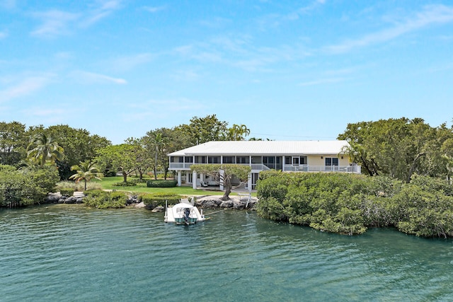 view of dock featuring a water view