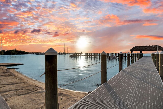 dock area featuring a water view