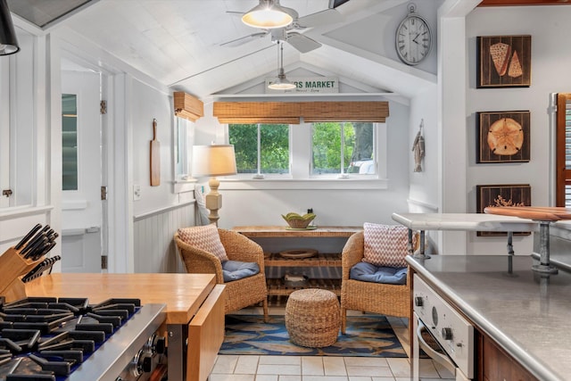 626 Margaret St, Key West, FL 33040 - sitting room featuring vaulted ceiling, ceiling fan, and breakfast area