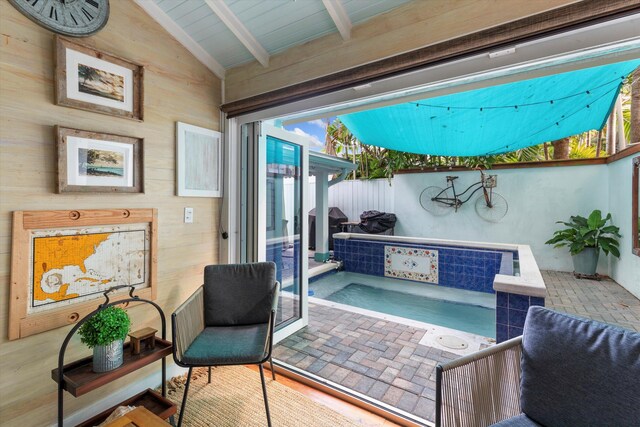 626 Margaret St, Key West, FL 33040 - sitting room with lofted ceiling with beams