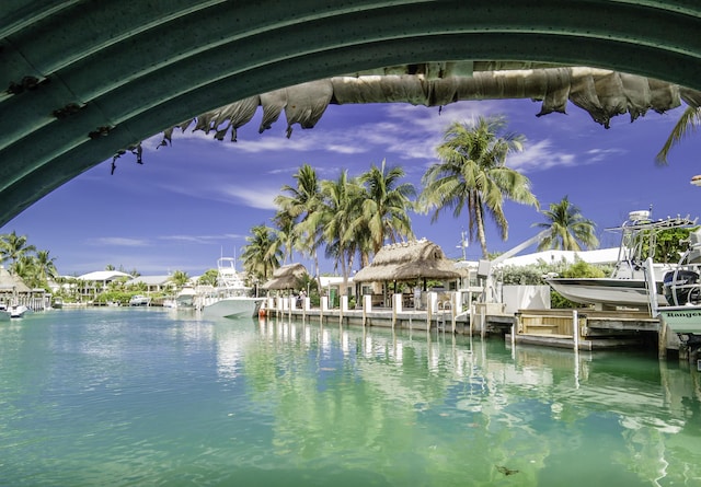 water view featuring a boat dock