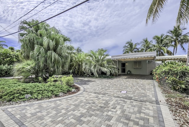 view of patio featuring a carport