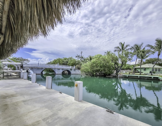 view of dock featuring a water view