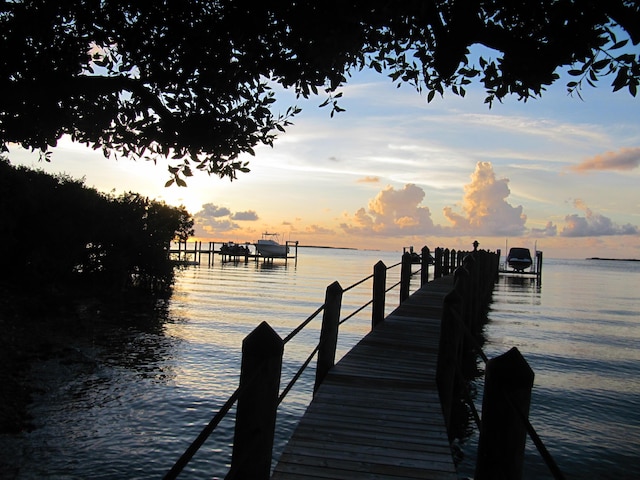 view of dock featuring a water view